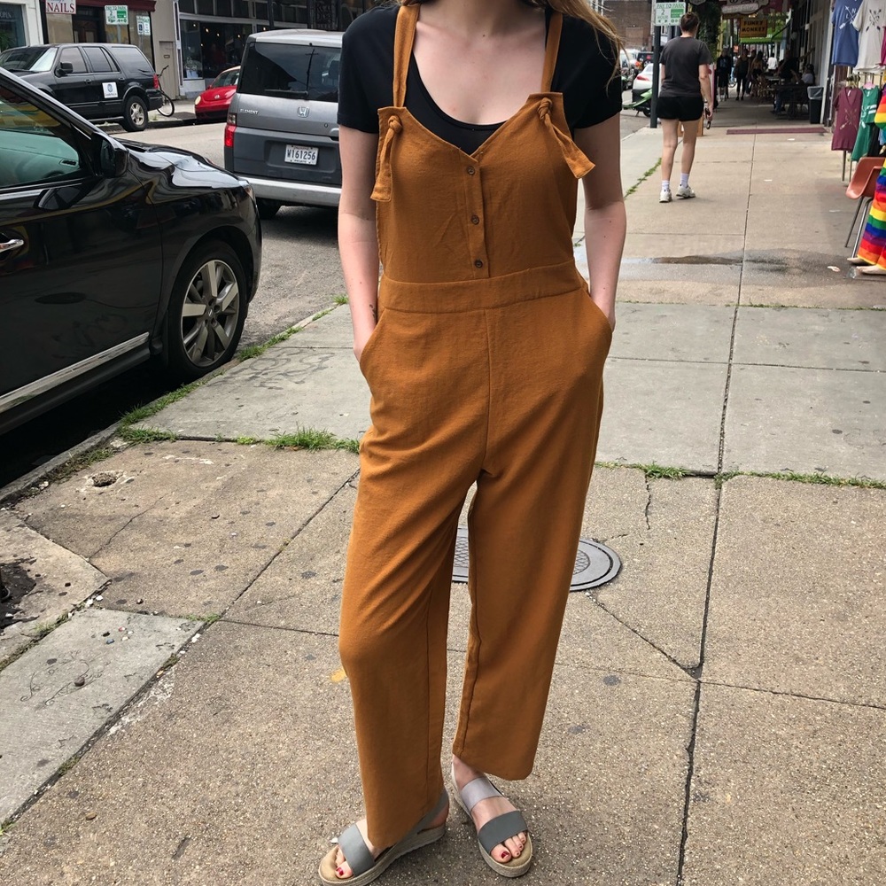 Overall Jumpsuit with Adjustable Knotted Straps
